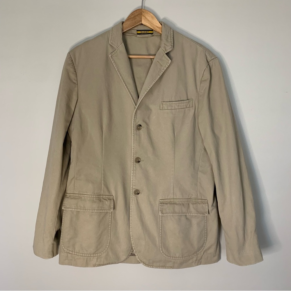 Rugby Ralph Lauren Khaki Blazer Sport Coat Large Classic Preppy Business Casual